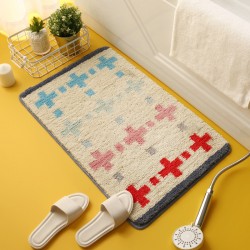 Korean Instagram-style green plaid bathroom mats Bathtub and shower room absorbent mats, bedroom bedside rugs.