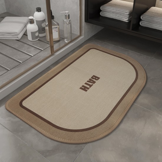 Linen woven bathroom floormat, quick-drying absorbent bathroom mat, wet/dry separation bathroom floormat.