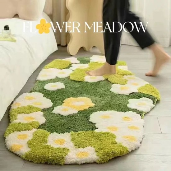 Forest moss carpet, bedroom bedside rug, thick plush, living room sofa and chair mat, quick-drying absorbent bathroom mat.