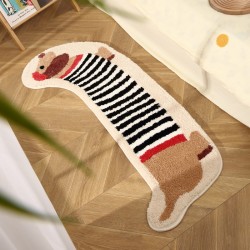 Cute puppy-shaped bedroom bedside rugs, long strips, children's room floor mats, flocked mats for seating and flooring