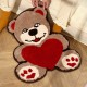 Cute heart bear bedroom bedside rug, shaped children's room mat, children's reading area mat, bedroom bedside rug.