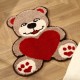Cute heart bear bedroom bedside rug, shaped children's room mat, children's reading area mat, bedroom bedside rug.