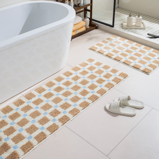 Cream-style absorbent bathroom mats, black and white heart-shaped doormats, non-slip bedroom bedside mats