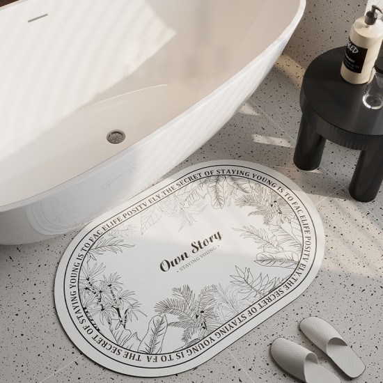 Linen woven bathroom mats, absorbent bathroom doormats, quick-drying, soft bathroom mats with wet/dry separation.