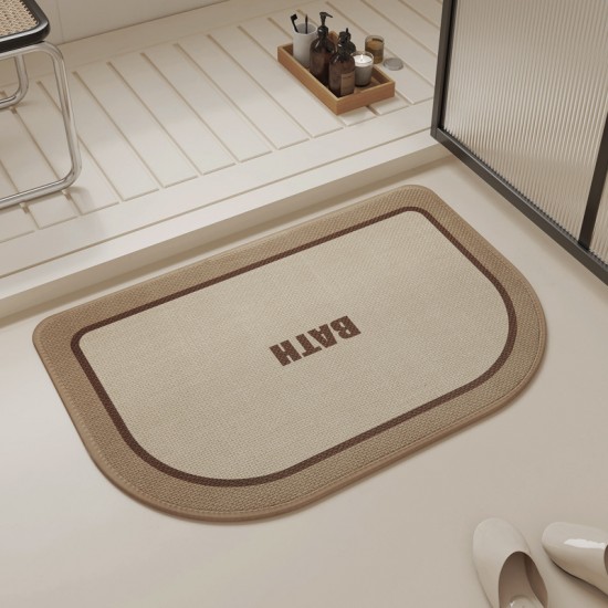 Linen woven bathroom floormat, quick-drying absorbent bathroom mat, wet/dry separation bathroom floormat.