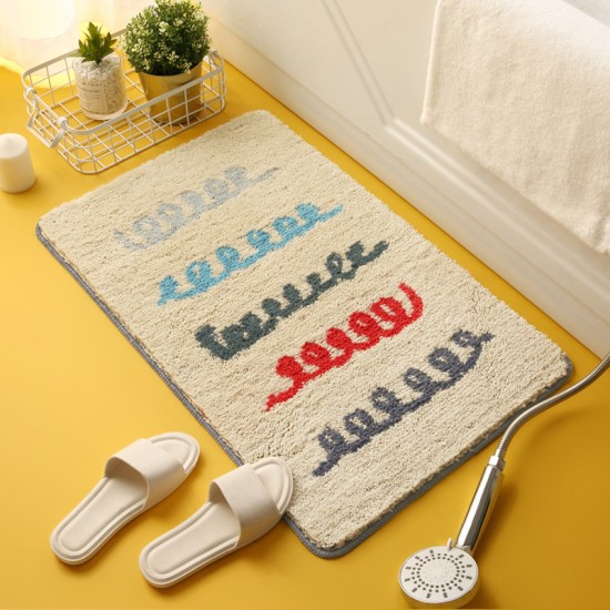 Korean Instagram-style green plaid bathroom mats Bathtub and shower room absorbent mats, bedroom bedside rugs.