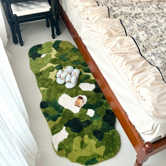 Forest moss carpet, bedroom bedside rug, thick plush, living room sofa and chair mat, quick-drying absorbent bathroom mat.
