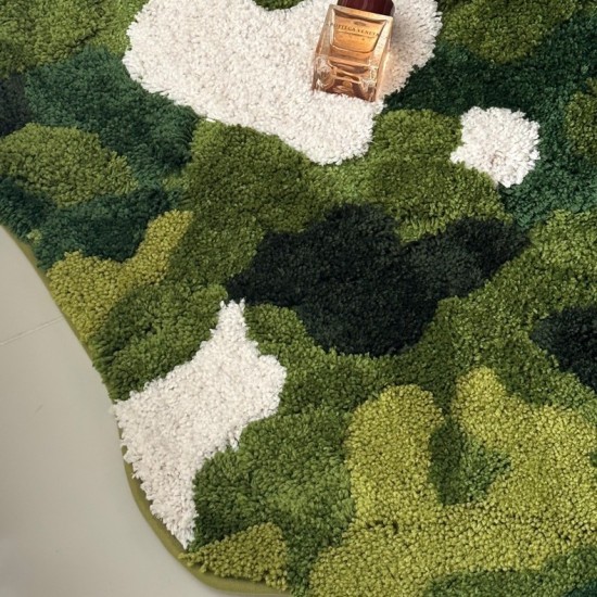 Forest moss carpet, bedroom bedside rug, thick plush, living room sofa and chair mat, quick-drying absorbent bathroom mat.