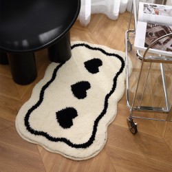 Cross-border Instagram-style black and white absorbent bathroom mat, thickened, plush, non-slip bathroom mat, flocked rug.
