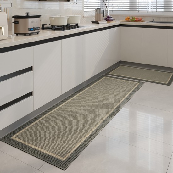 Cross-border kitchen mat, absorbent, non-slip, stain-resistant, waterproof, and oil-resistant, imitation wool woven entrance mat.