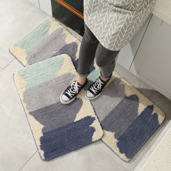 Rustic, insole-style bathroom and toilet carpets. Fresh, forest-style absorbent bathroom floor mats with a non-slip feel.