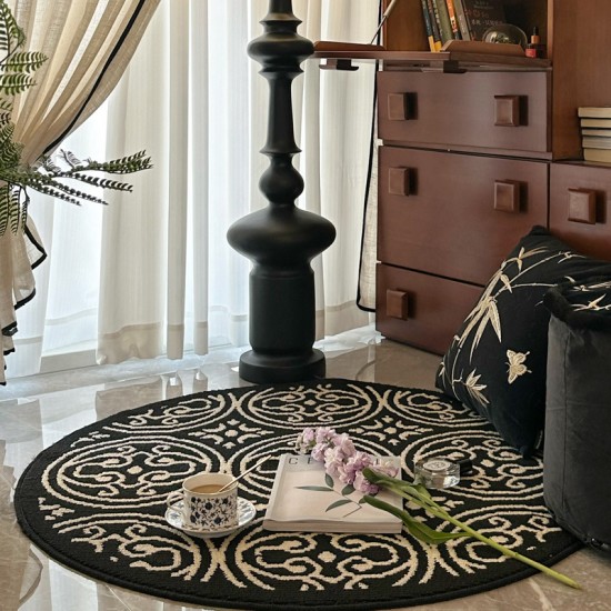 High-end round household carpets Vintage-style soft, formaldehyde-free, imitation wool floor mats for bedroom, living room, and closet chairs.